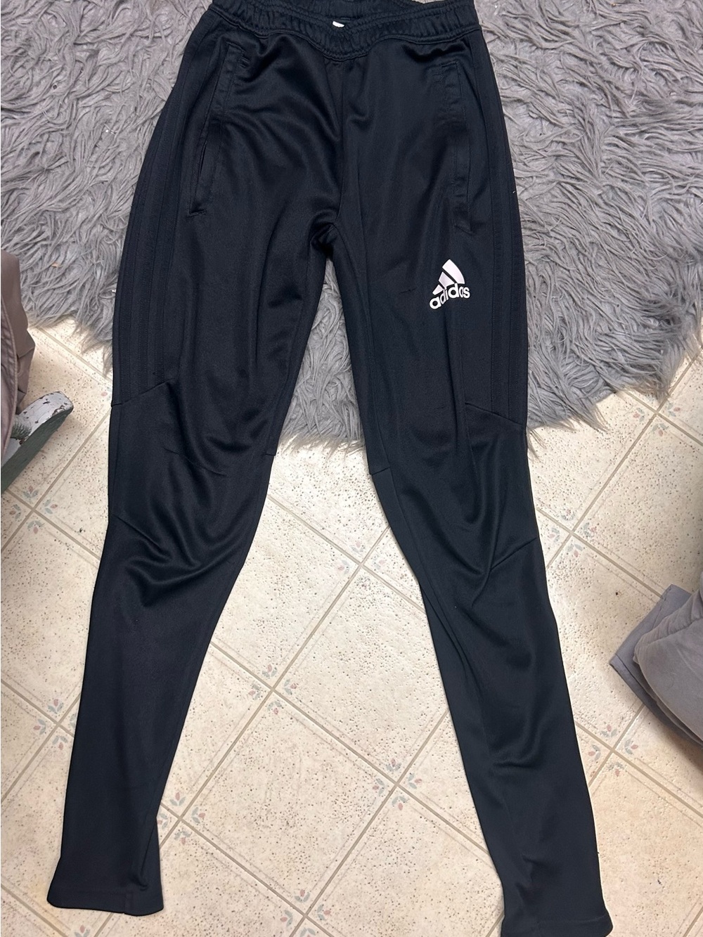 Adidas Black womensTrack Pants with White Logo